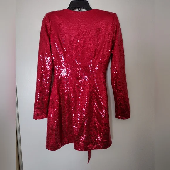 Lovers & Friends red sequined wrap around dress size small